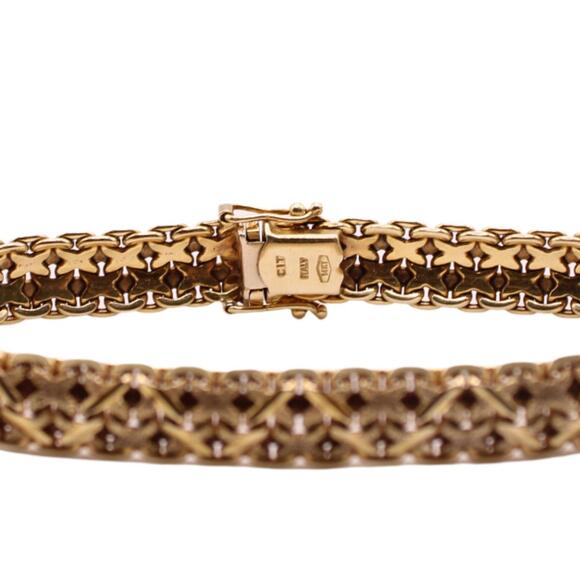 Hirsh Chitrik 14k Yellow Gold Sandblast Texture Woven Pattern Link Bracelet 7.25 - Picture 7 of 7
